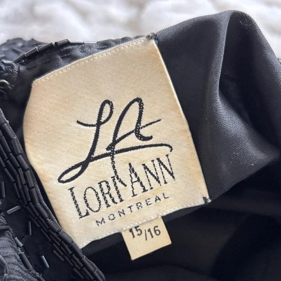 Vintage Silk Lori Ann Elegant Black and Gold Sequin Fringe Dress - Picture 9 of 14